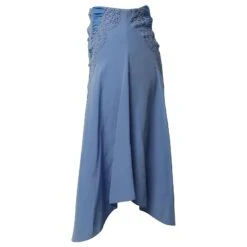 Chloé Jupe Mi-Longue Asymétrique à Bordure En Dentelle Chloe En Soie Bleue 12 Chloé Jupe Mi-Longue Asymétrique à Bordure En Dentelle Chloe En Soie Bleue -Chloé 861719 3