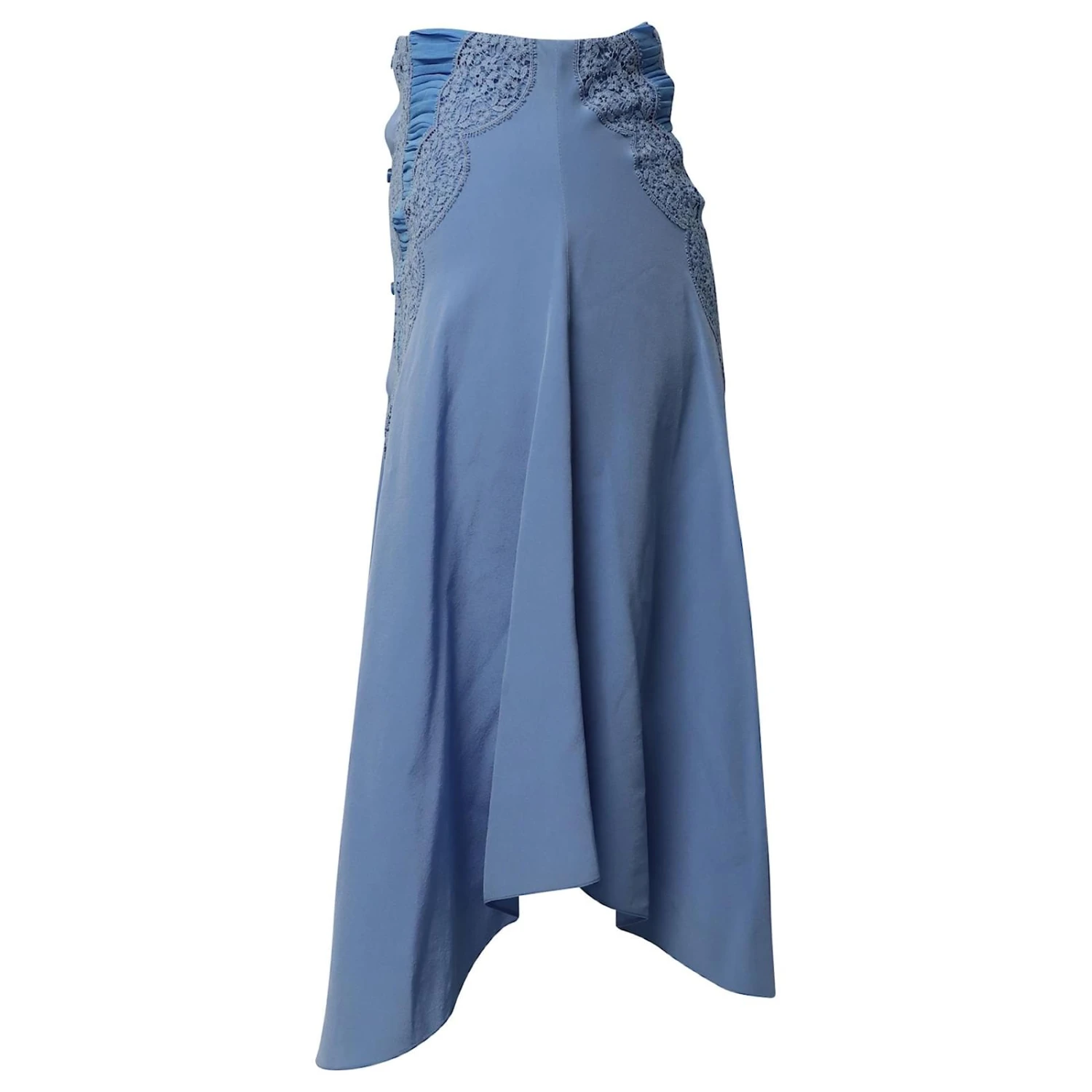 Chloé Jupe Mi-Longue Asymétrique à Bordure En Dentelle Chloe En Soie Bleue 5 Chloé Jupe Mi-Longue Asymétrique à Bordure En Dentelle Chloe En Soie Bleue – Image 3