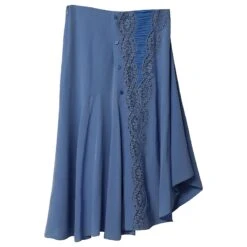 Chloé Jupe Mi-Longue Asymétrique à Bordure En Dentelle Chloe En Soie Bleue 14 Chloé Jupe Mi-Longue Asymétrique à Bordure En Dentelle Chloe En Soie Bleue -Chloé 861719 5