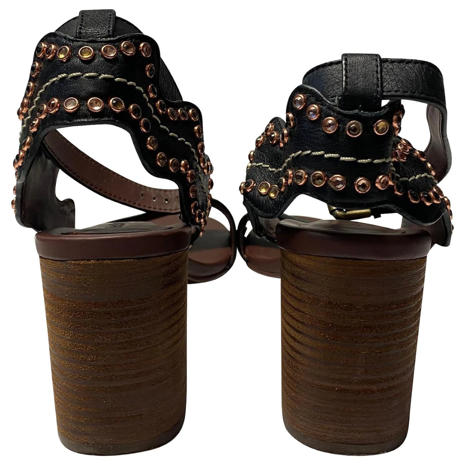 Sandales See By Chloé à Embellissements En Cristal En Cuir Noir 6 Sandales See By Chloé à Embellissements En Cristal En Cuir Noir – Image 4