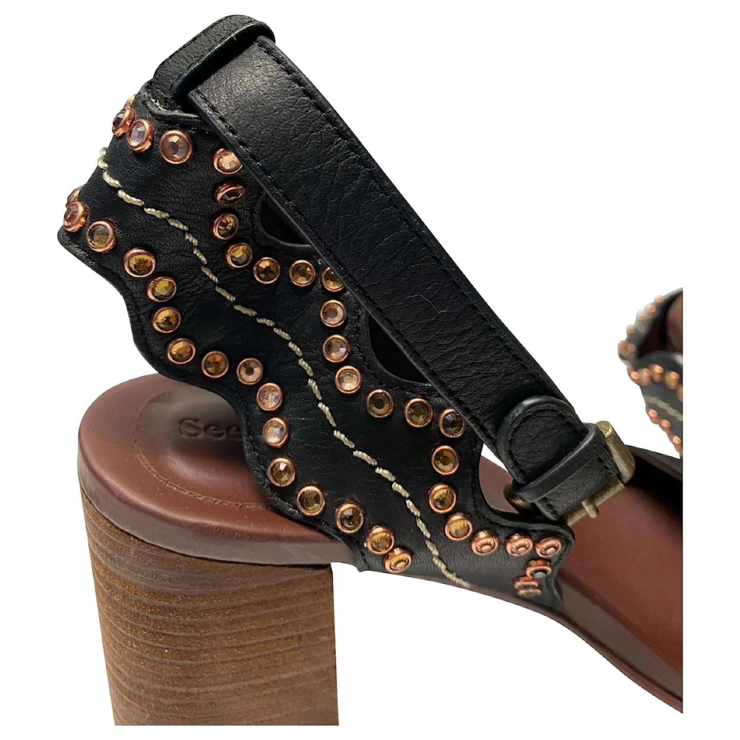 Sandales See By Chloé à Embellissements En Cristal En Cuir Noir 8 Sandales See By Chloé à Embellissements En Cristal En Cuir Noir – Image 6
