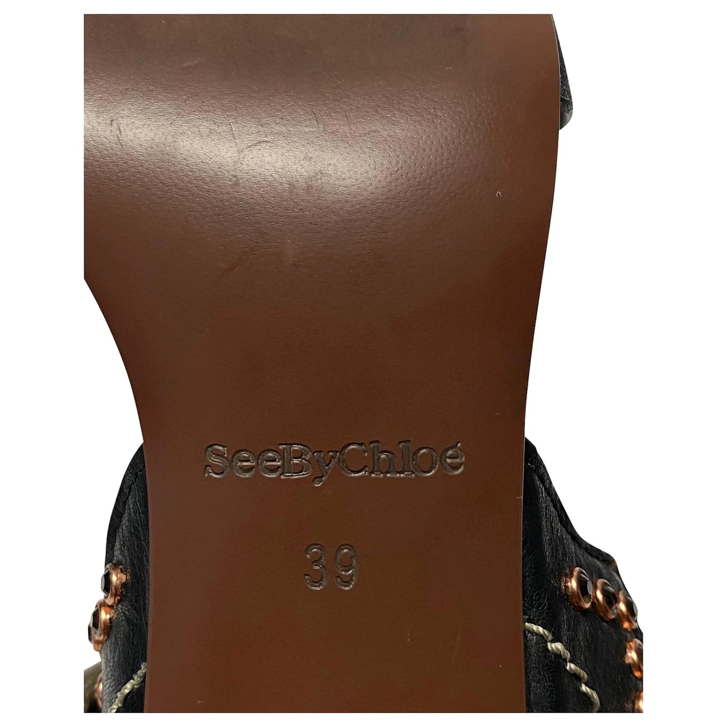 Sandales See By Chloé à Embellissements En Cristal En Cuir Noir 9 Sandales See By Chloé à Embellissements En Cristal En Cuir Noir – Image 7