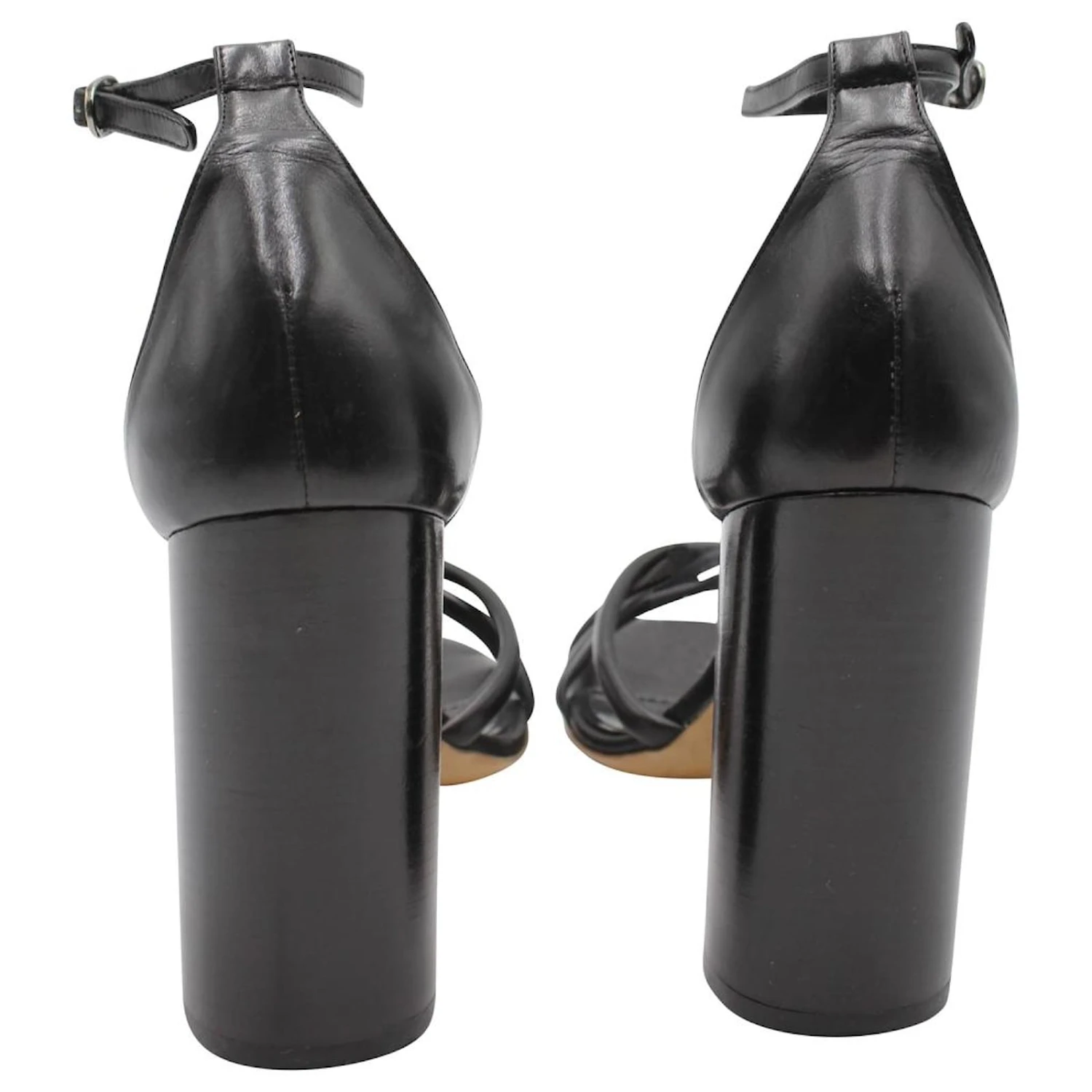 Chloé Sandales Chloe High Block Heel En Cuir Noir 5 Chloé Sandales Chloe High Block Heel En Cuir Noir – Image 3