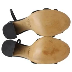 Chloé Sandales Chloe High Block Heel En Cuir Noir 12 Chloé Sandales Chloe High Block Heel En Cuir Noir -Chloé 863393 4