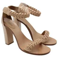 Chloé Chloe Sandales à Talons Hauts Avec Bretelles En Macramé En Cuir Beige -Chloé 863394 5