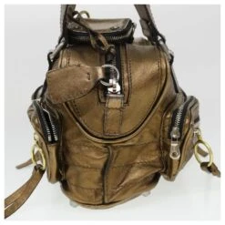 Chloé Sac à Main Cuir Doré 6HS184-50 Auth Bs4554 -Chloé 865527 4