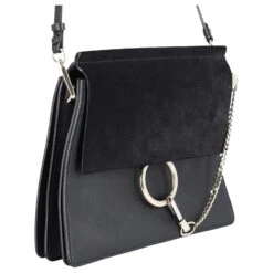 Chloé Sac à Bandoulière Chloe Faye En Daim Noir Et Cuir De Veau Cuir -Chloé 869050 3