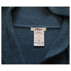 Chloé Chloe Cardigan Col Profond En Laine Bleue -Chloé 870104 5