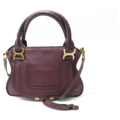 Chloé SAC A MAIN CHLOE MARCIE PM BANDOULIERE EN CUIR GRAINE BORDEAUX HAND BAG -Chloé 881581 2