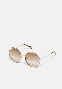 Chloé Poppy Hexagonal Metal Sunglasses - Lunettes De Soleil - Havana/Gold-Coloured/Brown -Chloé a5af174b70ac433a9106600ad444cee0