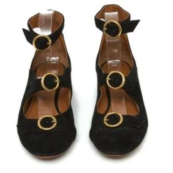 Chloé SUEDE BLACK BUCKLED FR38.5 Noir