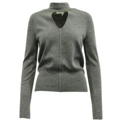 Chloé Chloe Col Roulé Avec Pull à Col Trou De Clé En Laine Grise