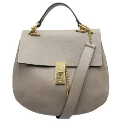 Chloé Chloe Drew Sac à Bandoulière En Cuir Gris