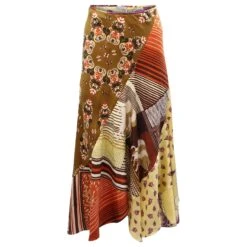 Chloé Chloe Jupe Mi-longue à Imprimé Caravane Coupe Spirale En Soie Multicolore