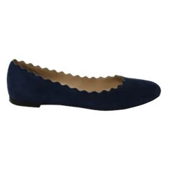 Chloé Lauren Ballerines Festonnées En Daim Bleu