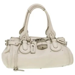 Chloé Chloe Paddington Sac à Main En Cuir Blanc Auth Tb562