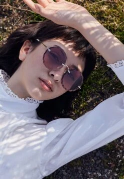 Chloé Rosie Rimless Rounded Metal Sunglasses - Lunettes De Soleil - Gold-Coloured/Pink