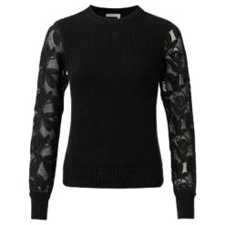 See By Chloé Pull à Empiècements En Dentelle Florale Noir