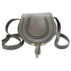 Chloé Mini Sac à Bandoulière Rond Marcie Gris -Chloé mini sac a bandouliere rond marcie chloe cuir gris