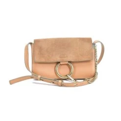 Chloé Petit Sac Porté épaule Faye En Daim Et Cuir Beige