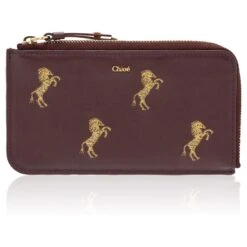 Chloé Petits Chevaux Petit Portefeuille Signature Rouge Bordeaux