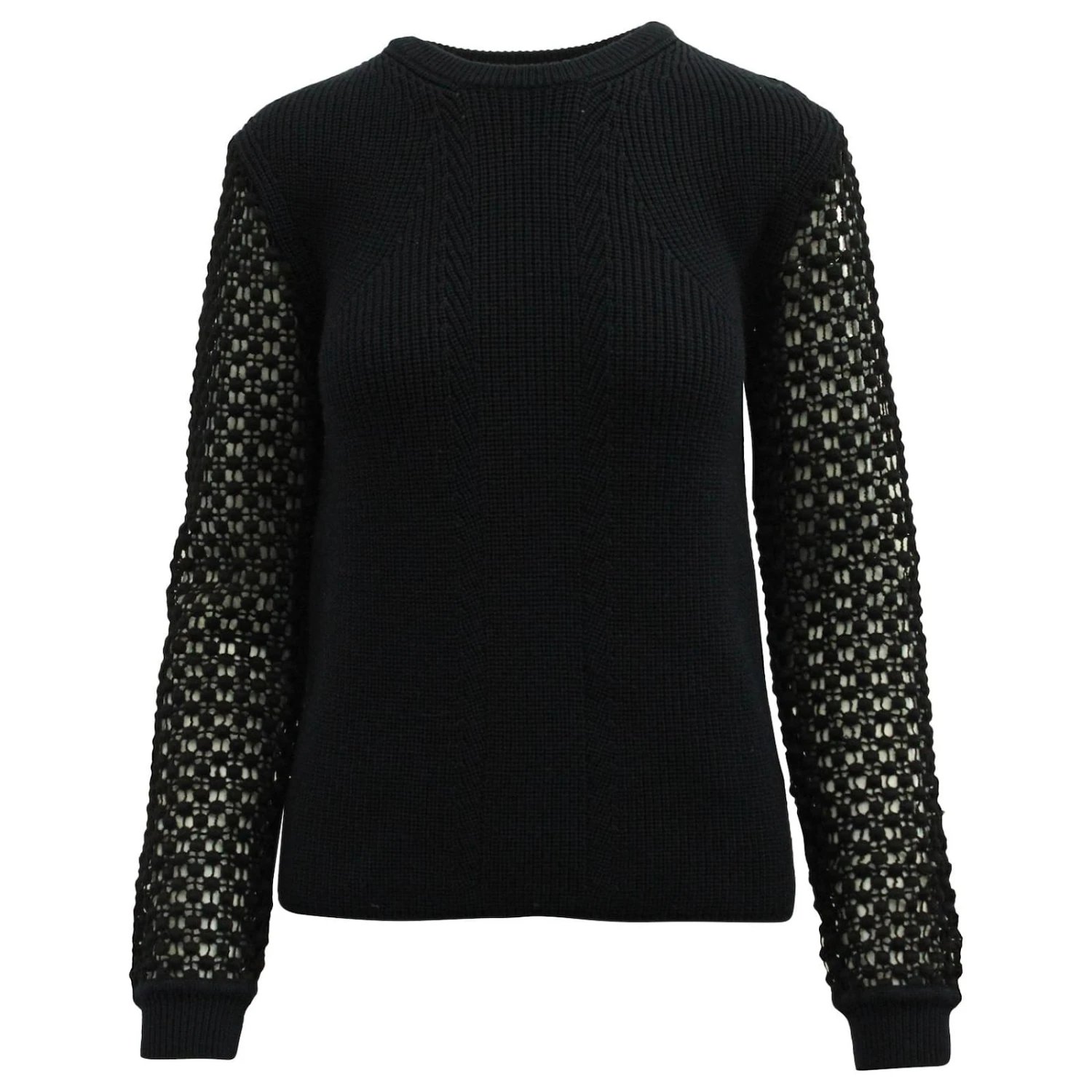 Pull Chloé à Manches Crochet En Laine Mérinos Bleu Marine 3 Pull Chloé à Manches Crochet En Laine Mérinos Bleu Marine