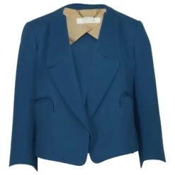 Blazer Court Chloé En Crêpe De Laine Bleu