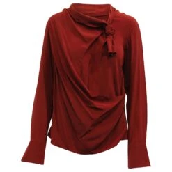 Blouse Drapée Chloé En Soie Rouge