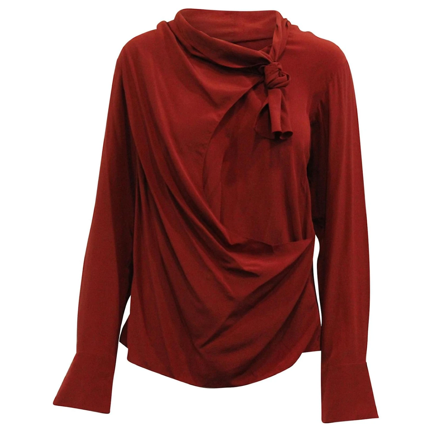 Blouse Drapée Chloé En Soie Rouge 3 Blouse Drapée Chloé En Soie Rouge