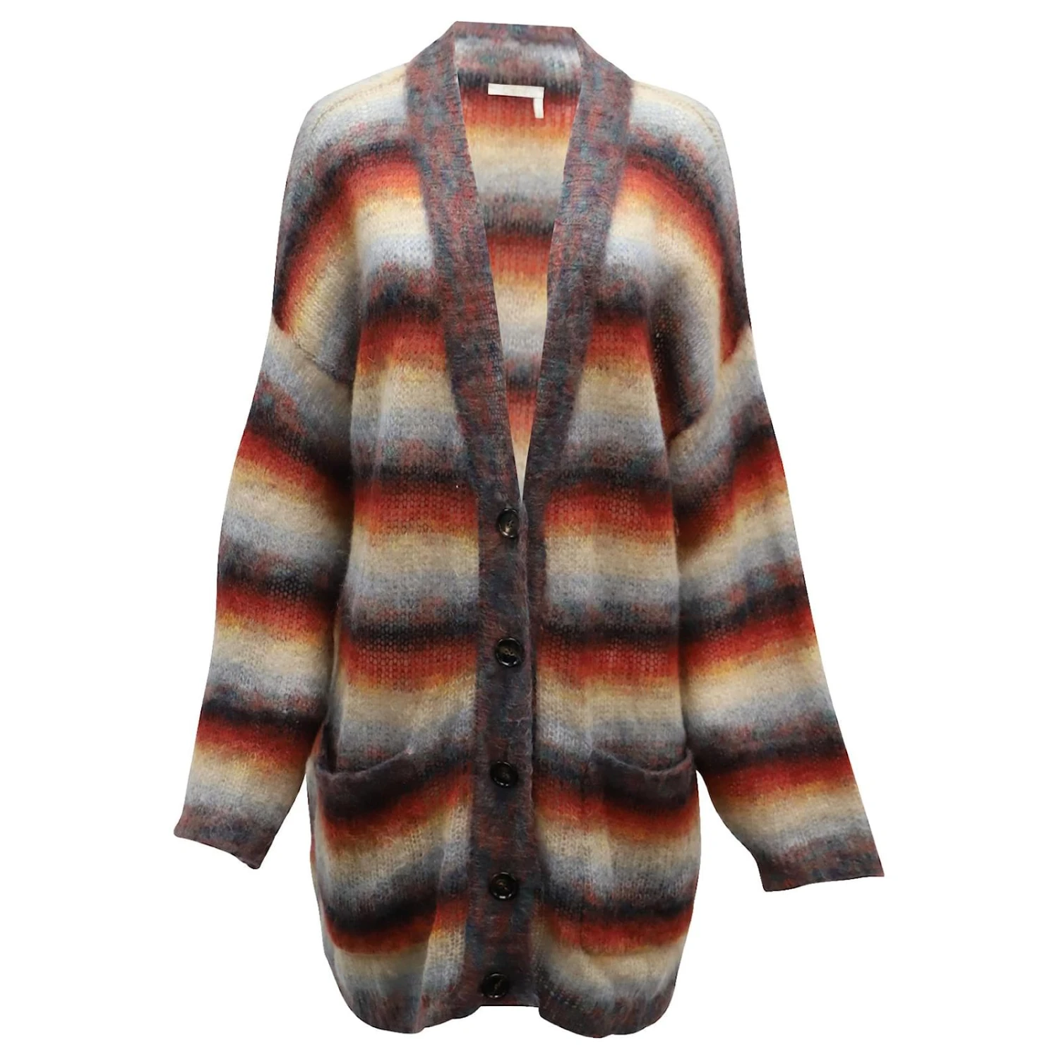 Chloé Cardigan Oversize à Rayures Chloe En Mélange De Laine Mohair Multicolore 3 Chloé Cardigan Oversize à Rayures Chloe En Mélange De Laine Mohair Multicolore