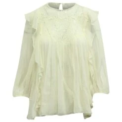 Chloé Chemisier à Détails En Dentelle En Soie Ivoire Blanc Écru