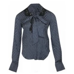 Chloé Chloe Chemisier Boutonné à Pois En Soie Bleue