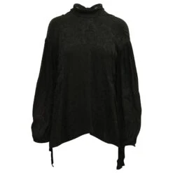 Chloé Chemisier Jacquard Fleuri à Col Noué En Viscose Noire