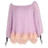 Chloé Chloe Top Plissé Avec Bordure En Dentelle Et épaules Dénudées En Acétate Violet -Chloé pulls gilets chloe top plisse avec bordure en dentelle et epaules denudees en acetate violet