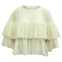 Top En Dentelle Crochetée à Volants Chloé En Coton Blanc