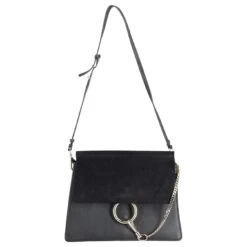 Chloé Sac à Bandoulière Chloe Faye En Daim Noir Et Cuir De Veau Cuir