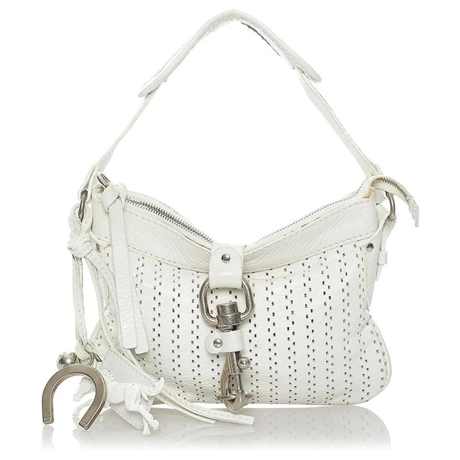 Chloé Sac à Bandoulière En Cuir Perforé Blanc 3 Chloé Sac à Bandoulière En Cuir Perforé Blanc