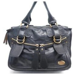Chloé SAC A MAIN CHLOE LARGE BAY EN CUIR NOIR BLACK LEATHER PURSE HAND BAG