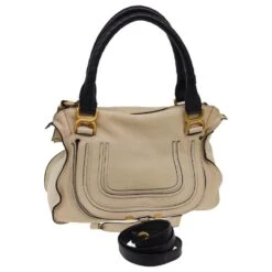 Chloé Sac à Main Chloe Mercy En Cuir 2façon Beige 03135665-20 Auth Yk6487