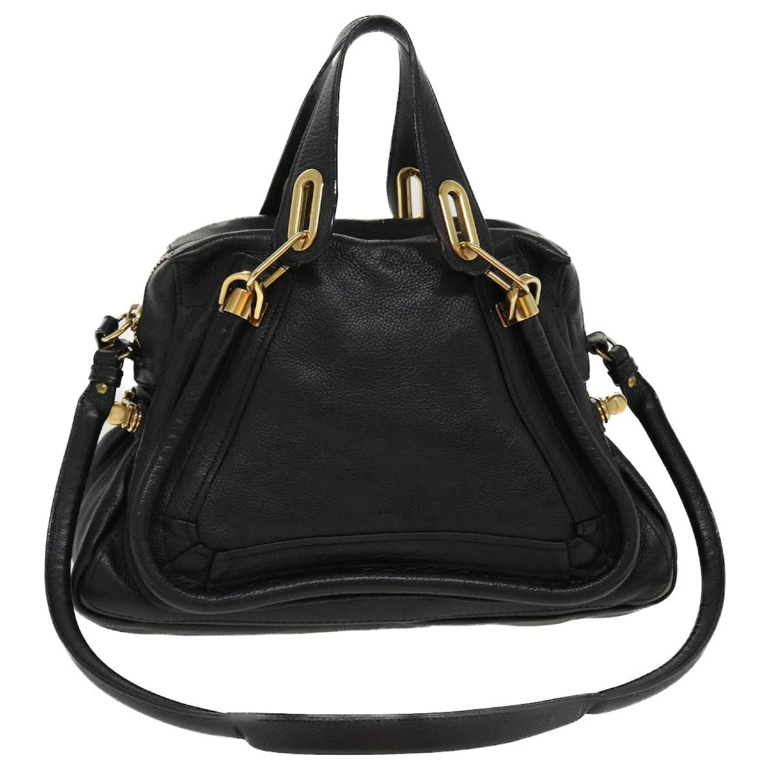 Chloé Sac à Main Chloe Paraty En Cuir 2façon Noir 01-11-50 Auth Yk6352 3 Chloé Sac à Main Chloe Paraty En Cuir 2façon Noir 01-11-50 Auth Yk6352