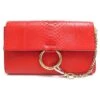 Chloé SAC A MAIN CHLOE POCHETTE FAYE EN CUIR ET PYTHON ROUGE HAND BAG CLUTCH -Chloé sac a main chloe pochette faye en cuir et python rouge hand bag clutch