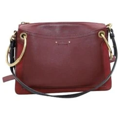 Chloé Chloe Roy Medium Shoulder Bag En Cuir De Veau Bordeaux Cuir